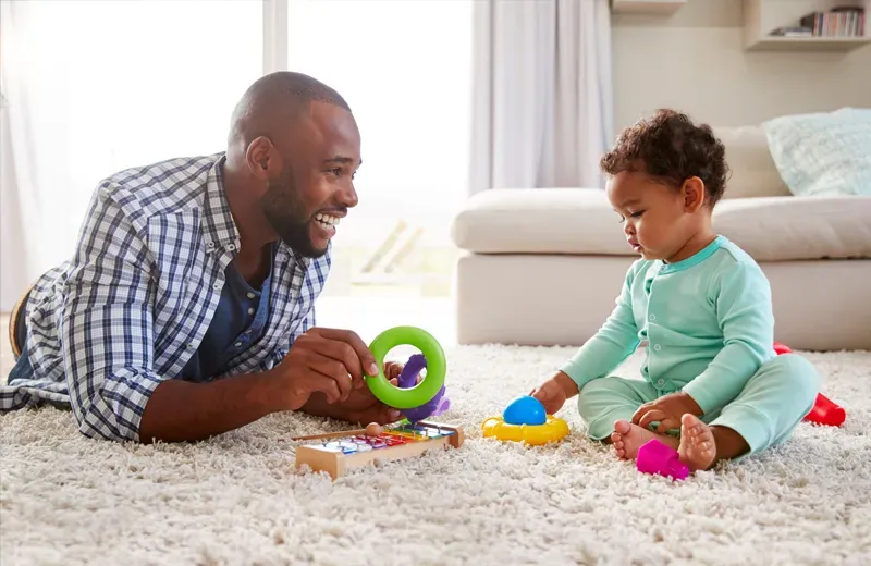 family playing with toys in pest free home